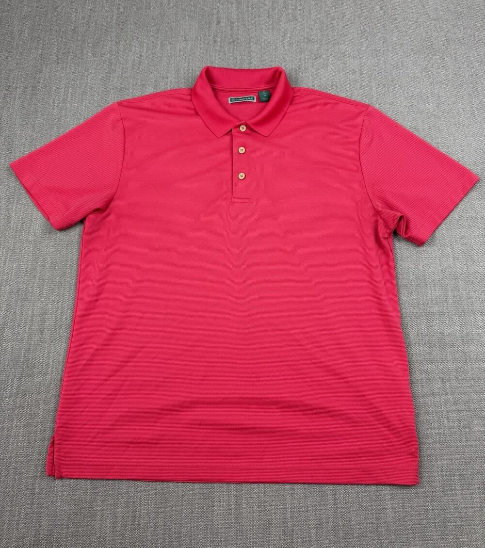 Cubavera Polo Shirt Men’s XL Pink Textured Performance Short Sleeve Golf Casual